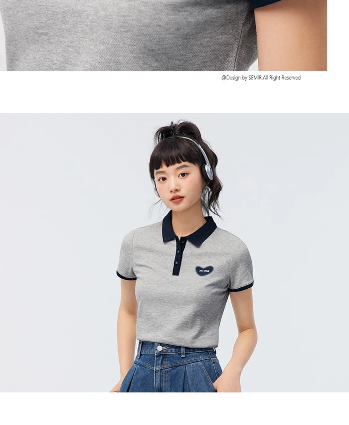 Semir Polo Shirt Frauen cool anti bakteriell schlank süß Stil Sommer neue Farbkontrast Druck Pulloverf Polo