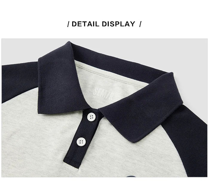 Semir Frauen Polos hirt Sommer neue Farbe Blocking Schulter fallende Ärmel American Retro Top strukturierte Kleidung Trend