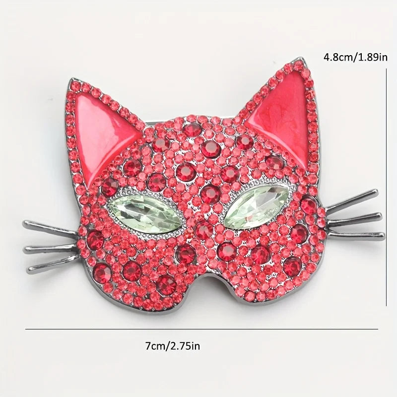 Brosche Katze Maske Emaille Kristall Barock Palast Tropföl Vintage Damen