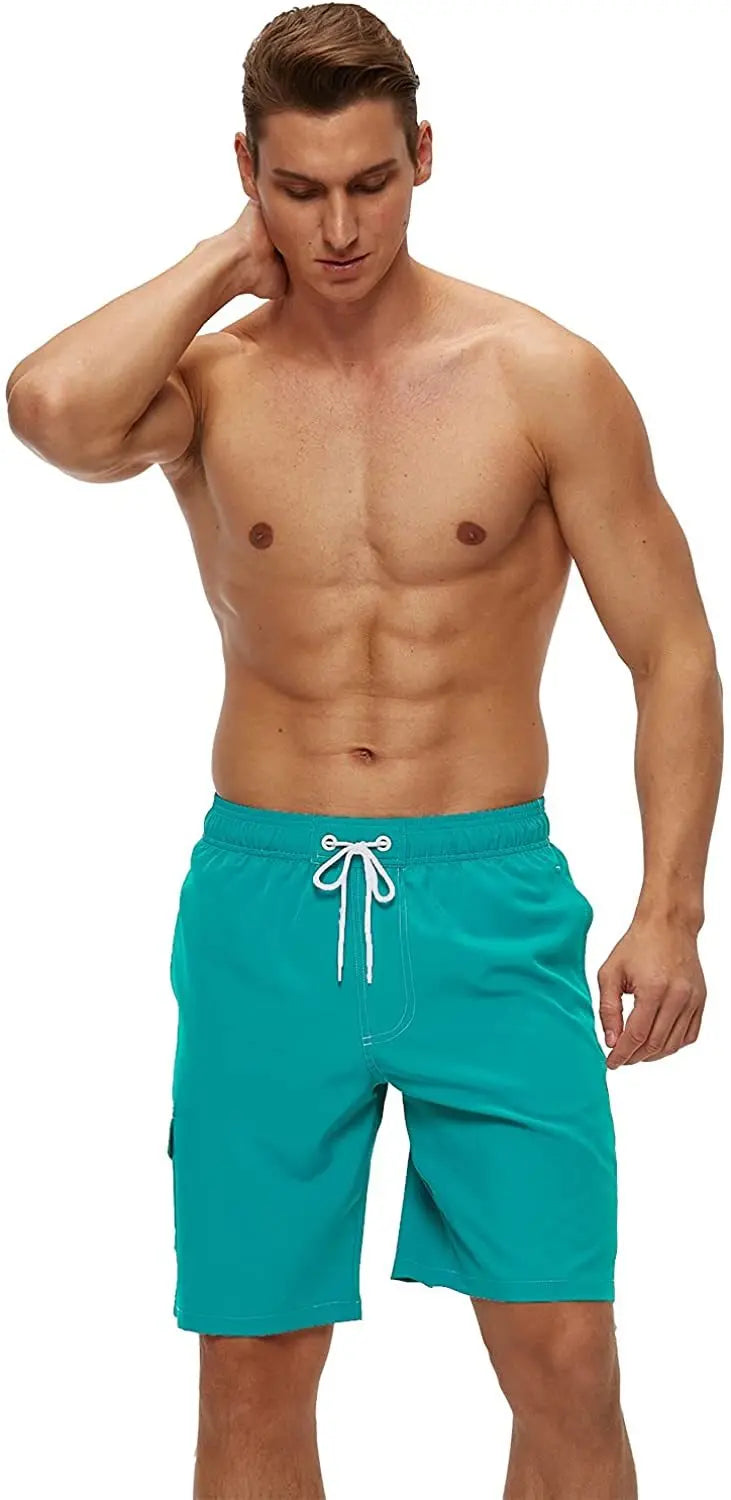 Herren-Badeshorts mit Reißverschlusstaschen und Mesh-Futter – schnelltrocknend für Strand und Sport