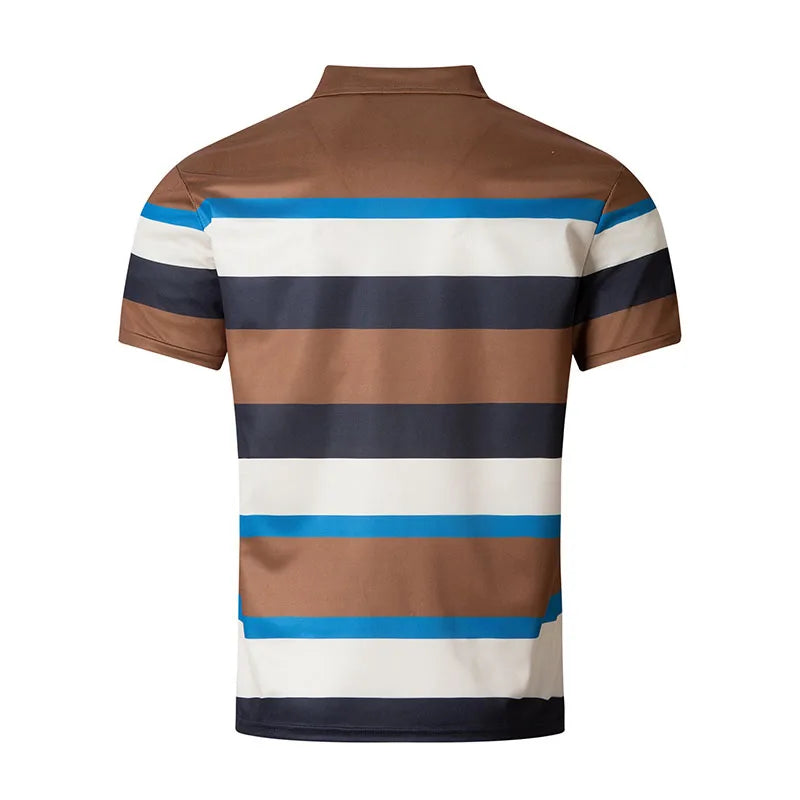 Herren-Poloshirt mit bedrucktem Revers und Knopfleiste – vielseitiges Business-Shirt im Colorblock-Design