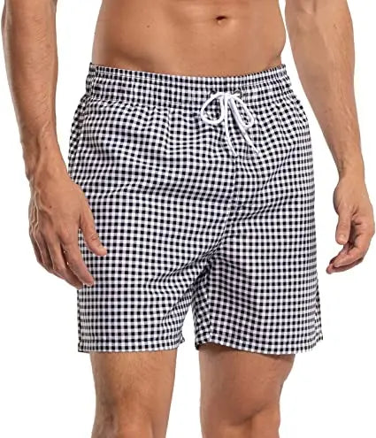 Herren-Badeshorts mit Farbverlauf, schnelltrocknend, mit Reißverschlusstaschen und Mesh-Futter – modische Schwimmshorts für den Strand