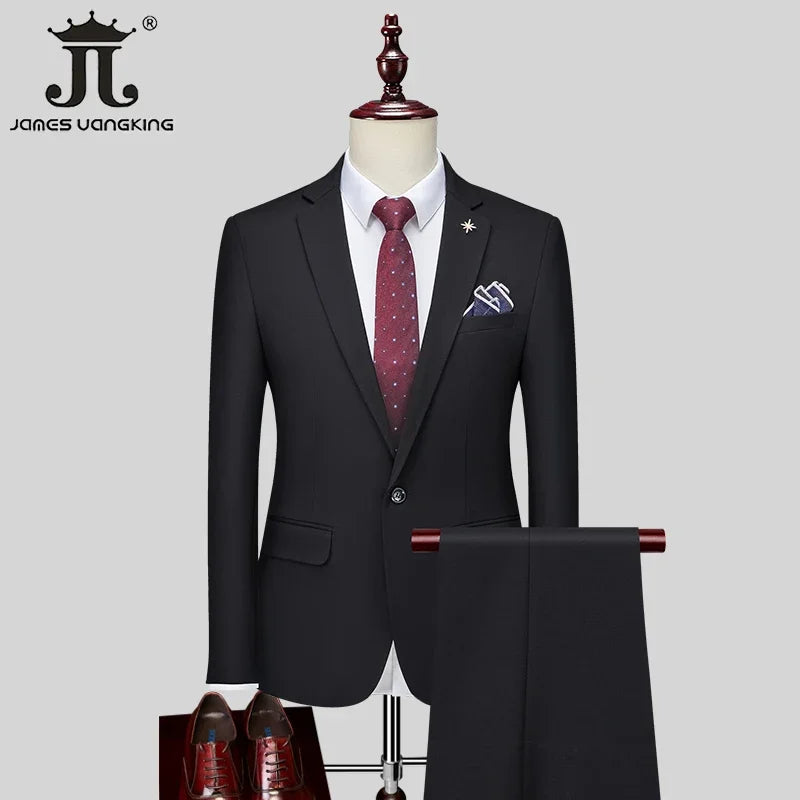Eleganter Herrenanzug – Blazer & Hose in Unifarben für festliche Anlässe