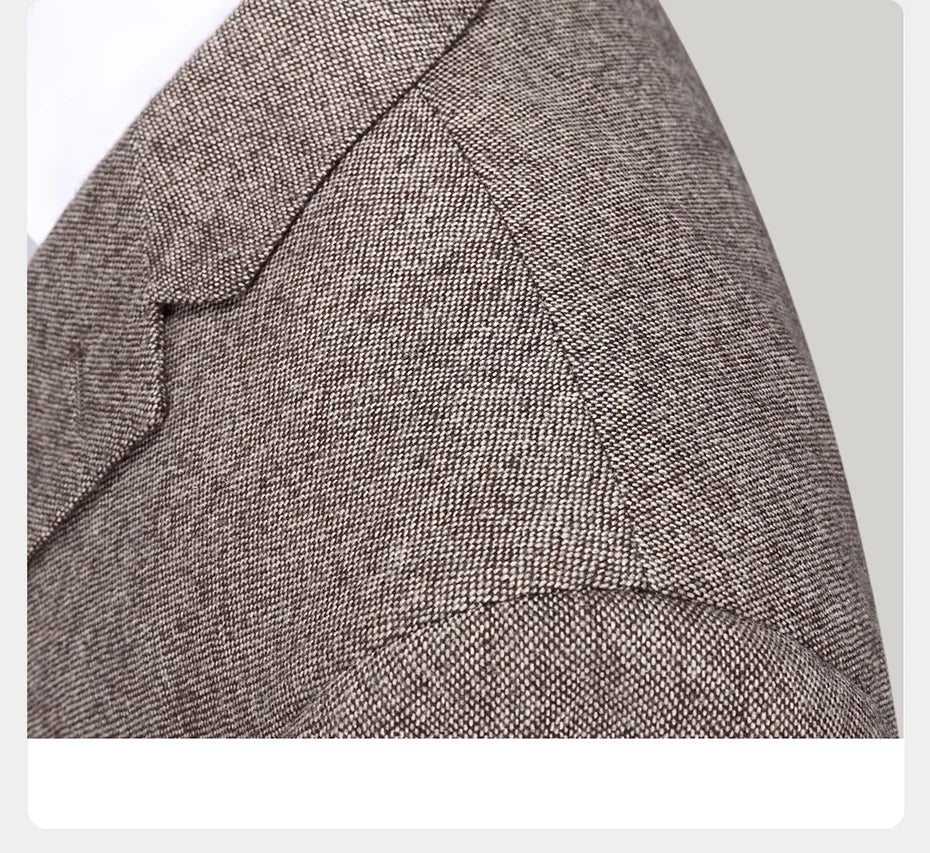 Herren Anzugset aus 55% Wolle: Slim Fit, warm, hellbraun, ideal für Hochzeit & Business.