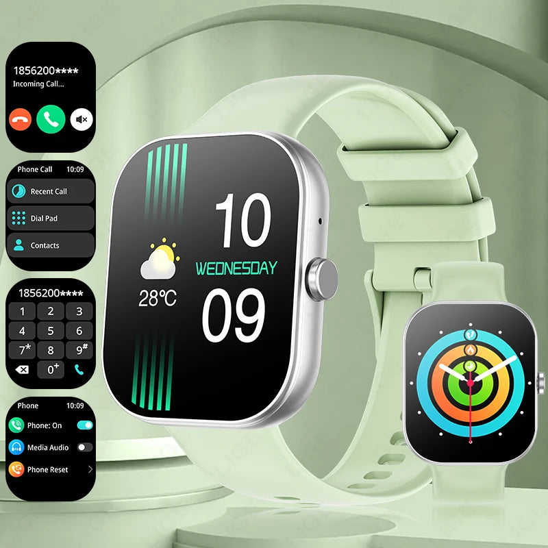 LIGE Neue Smartwatch mit Sprachanruf, ultragroßer 2,01'' HD-Bildschirm, 24-Stunden-Gesundheitsmonitor, Smartwatch, 100+ Sportmodi, modische Zifferblätter