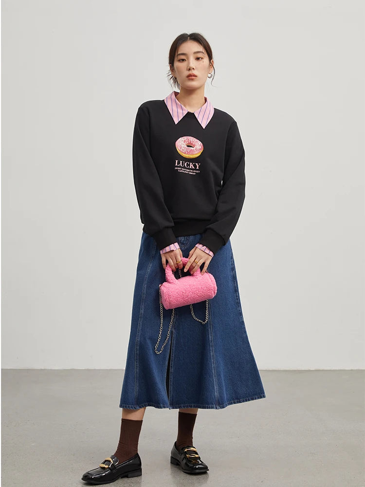 Damen-Sommer-Set mit weißer, bestickter Dreiviertelarm-Bluse und elastischem Taillen-Rock.