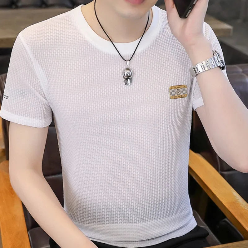 Herren T-Shirt aus mercerisierter Baumwolle mit kurzem Arm und Rundhalsausschnitt