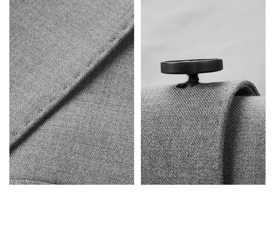 Herren-Anzugset mit Blazer und Hose in tiefem Blau und Khaki – modischer Seersucker für Frühling und Sommer, ideal für Hochzeiten und Büro.