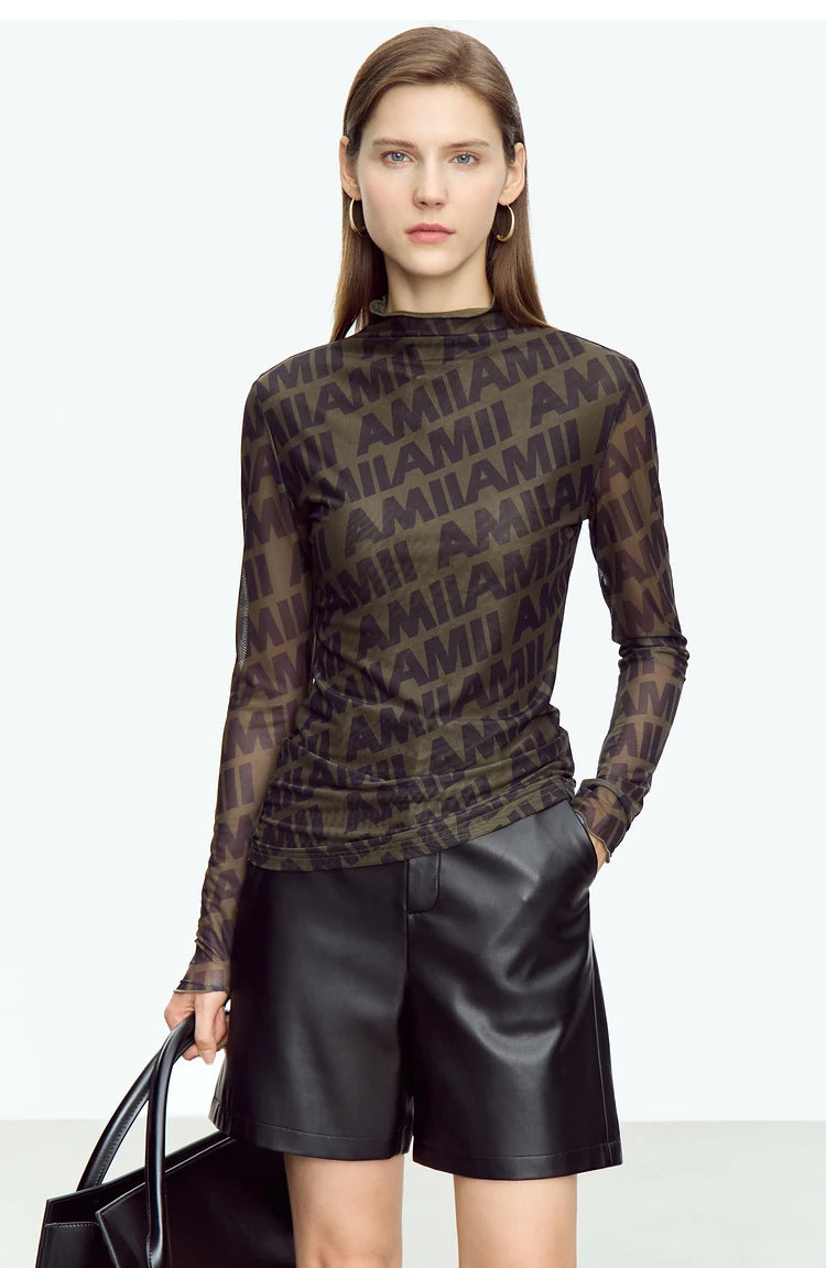 Damen T-Shirts mit AMII Logo im Casual-Stil für Frühling und Herbst