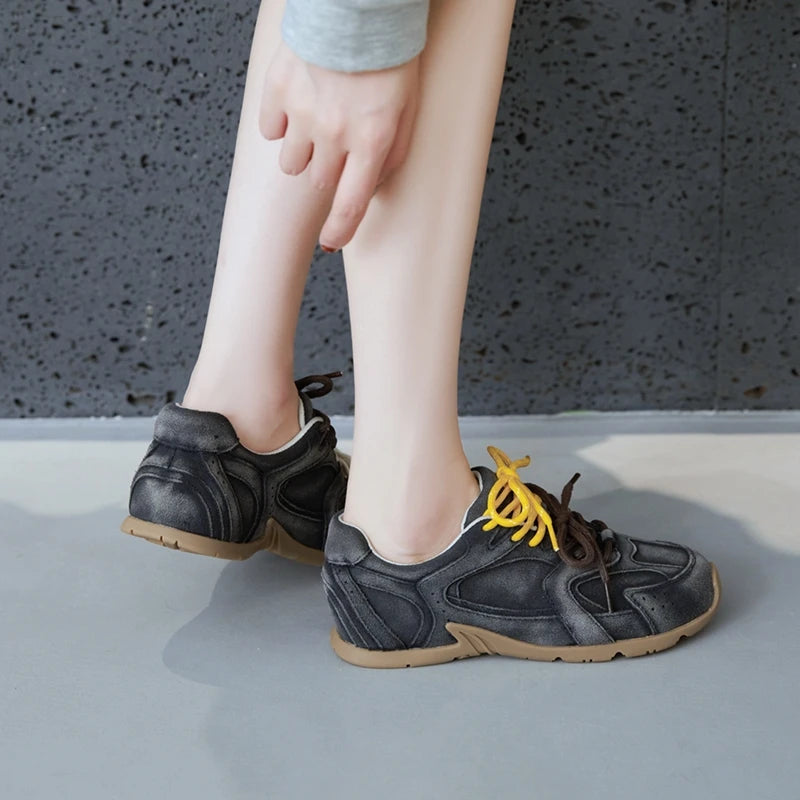 AIYUQI frauen Turnschuhe 2025, Neue Nicht-slip Deutsch Training Schuhe Für Frauen Flache Große-größe Echtes Leder Laufschuhe weibliche Schuhe
