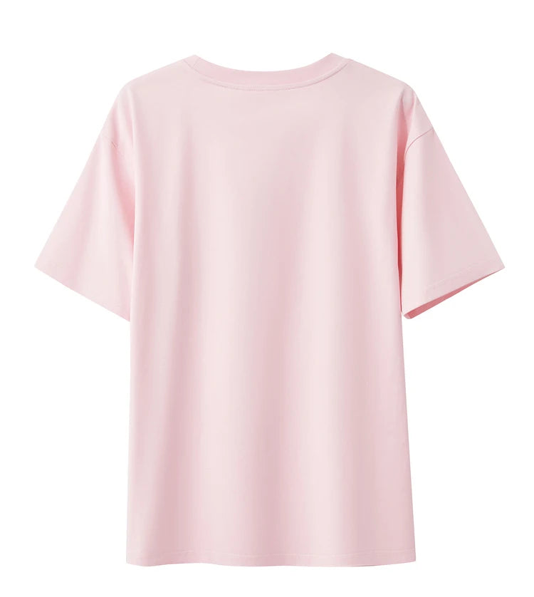 Damen T-Shirts im minimalistischen Stil mit abstraktem Druck für den Sommer