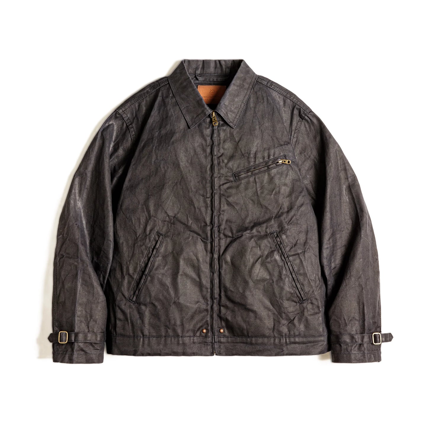 Herren Jacke Vintage IV Oil Waxed Canvas Revers Reißverschluss Taschen