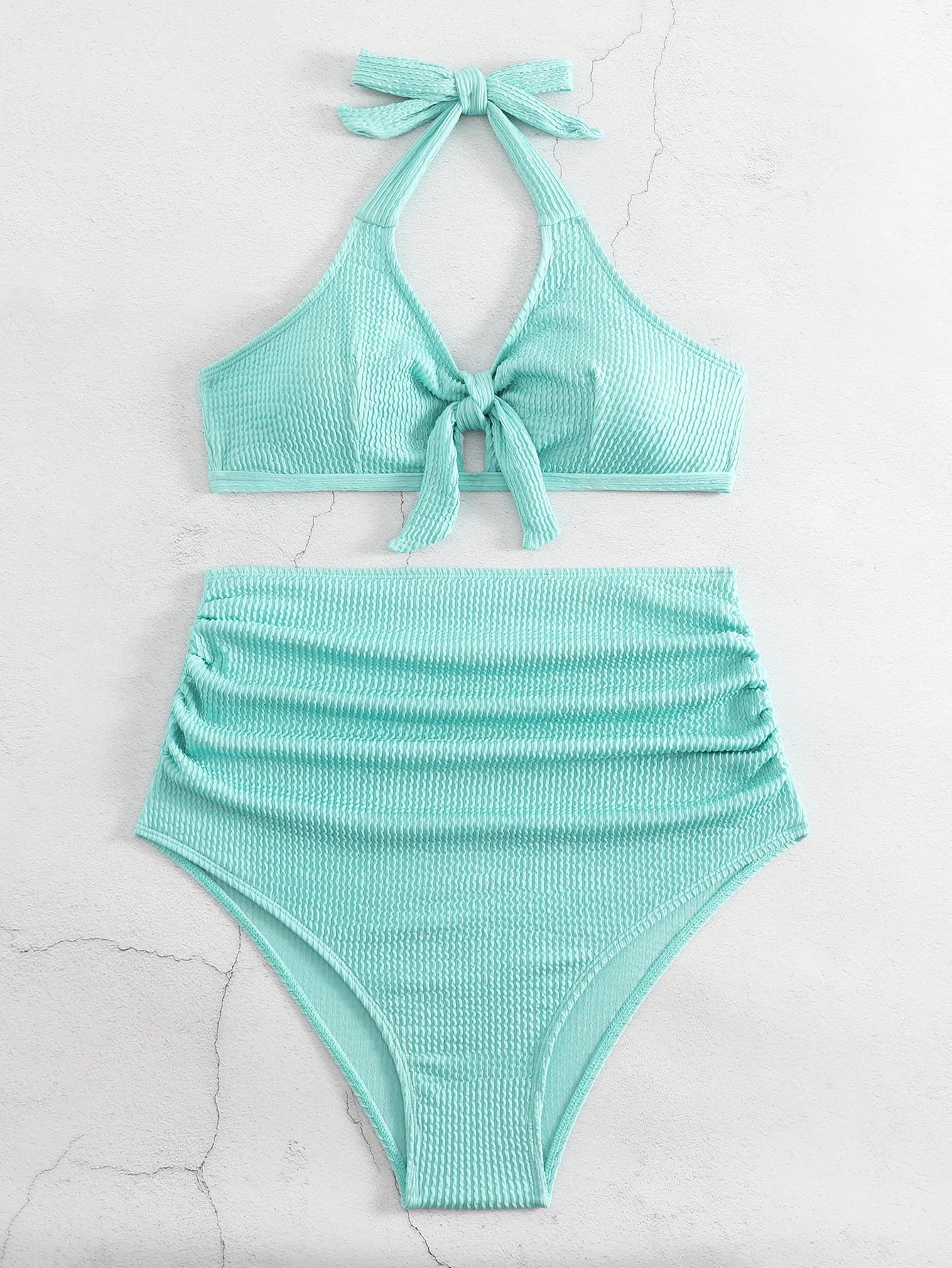 Schwarzer Sexy Tanga-Bikini für Damen in Unifarbe – Brasilianisches Badeanzug-Set für Strand und Pool