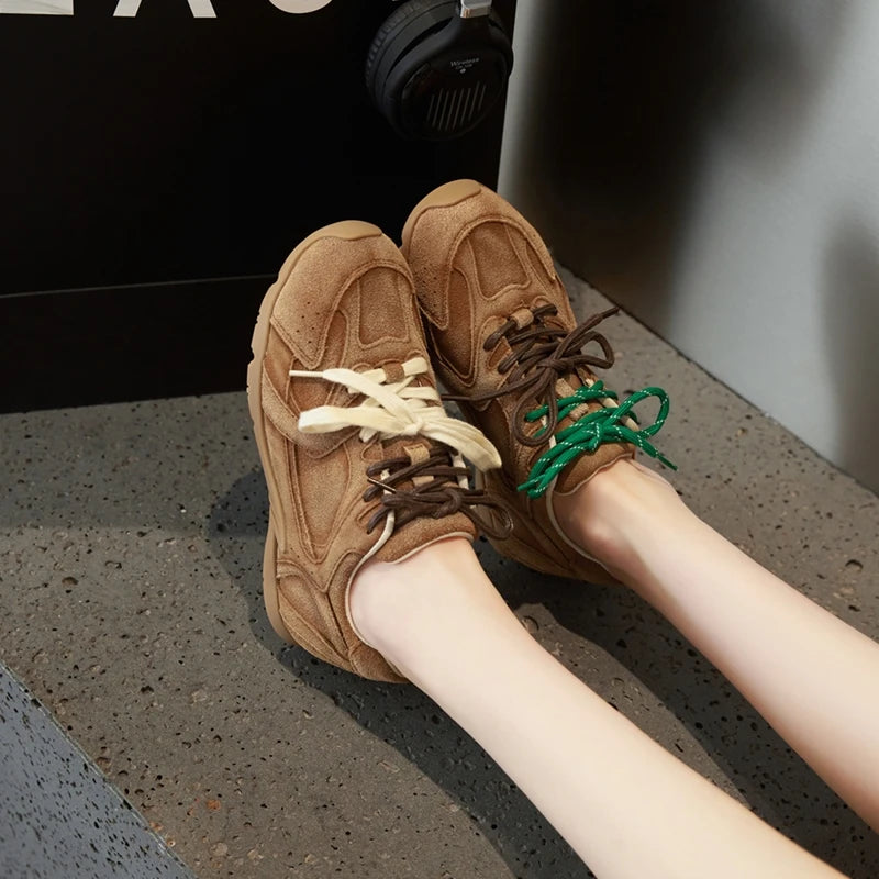 AIYUQI frauen Turnschuhe 2025, Neue Nicht-slip Deutsch Training Schuhe Für Frauen Flache Große-größe Echtes Leder Laufschuhe weibliche Schuhe