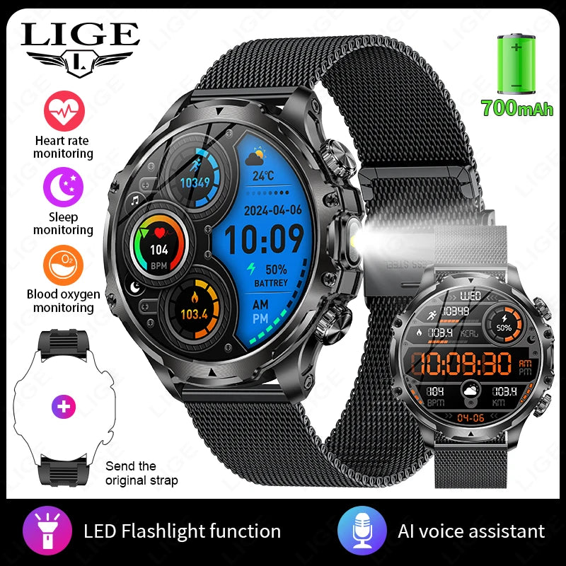 Männer Sport Smartwatch mit 1,9 Zoll Display und wasserdichter Bluetooth-Funktion