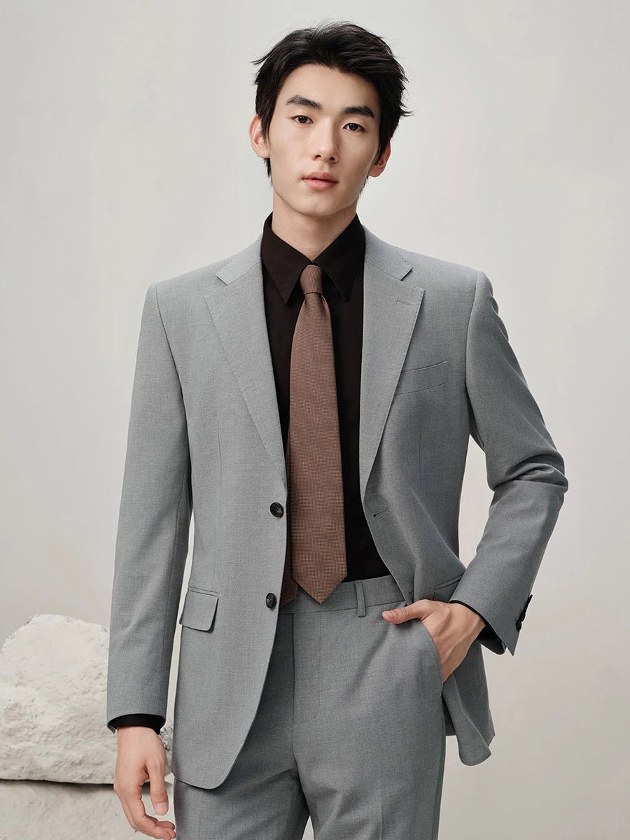Herren-Anzugset mit Blazer und Hose in tiefem Blau und Khaki – modischer Seersucker für Frühling und Sommer, ideal für Hochzeiten und Büro.