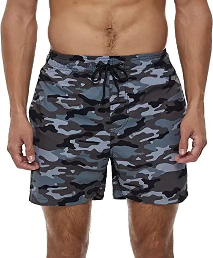 Herren-Badeshorts mit Farbverlauf, schnelltrocknend, mit Reißverschlusstaschen und Mesh-Futter – modische Schwimmshorts für den Strand
