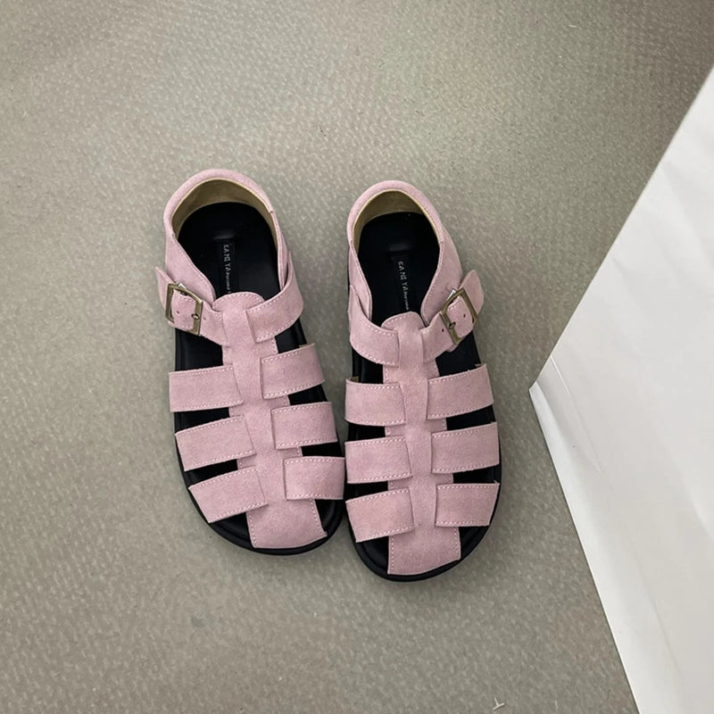 AIYUQI Damensandalen 2025, neue gewebte hohle römische Sandalen für Frauen, Sommer, große Schweinekäfig-weibliche Schuhe