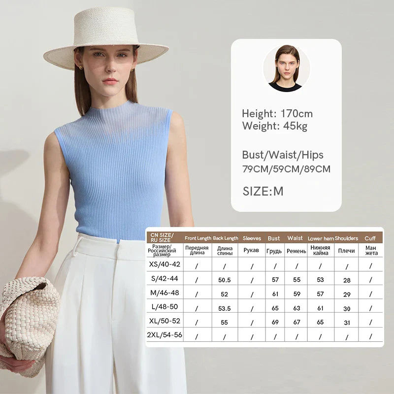 Damen Top im minimalistischen Design mit mock Neck und ärmellos