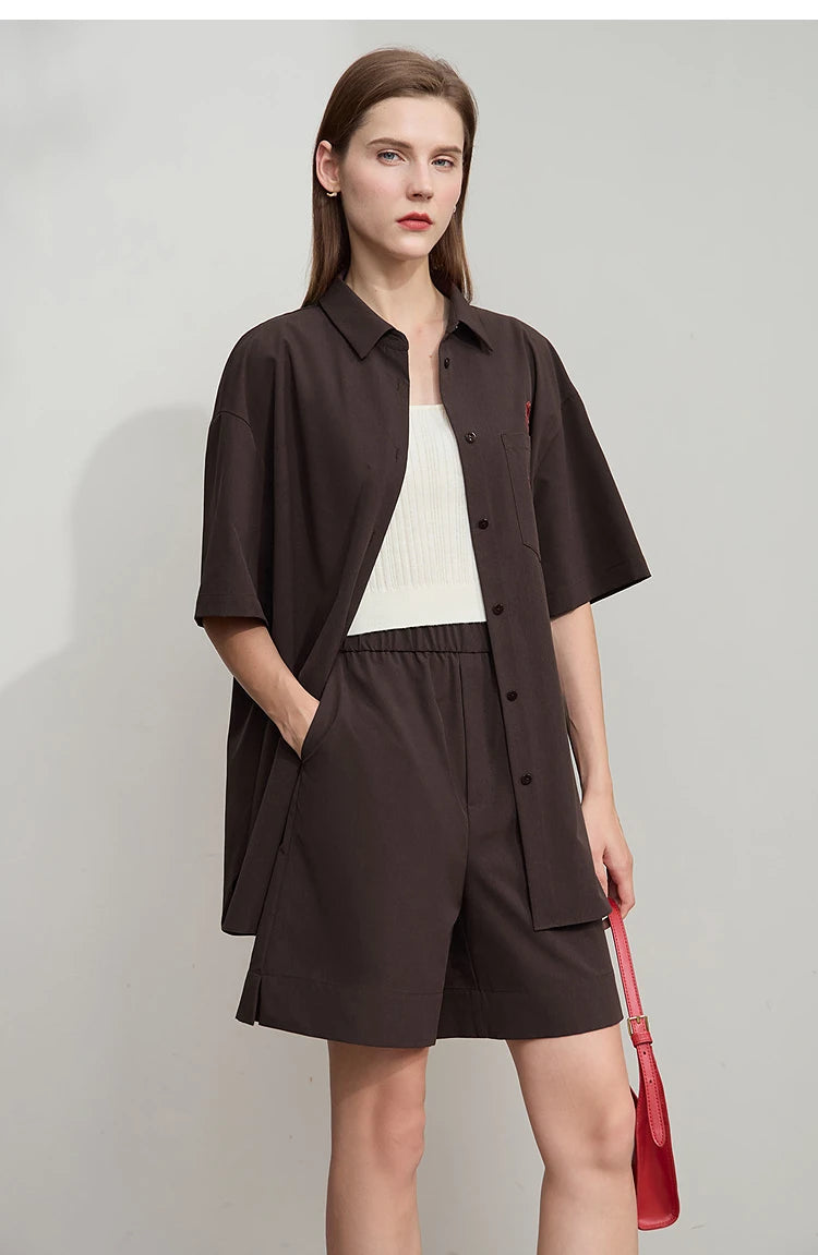 Damen Shorts im minimalistischen Stil mit elastischem Bund und weitem Bein