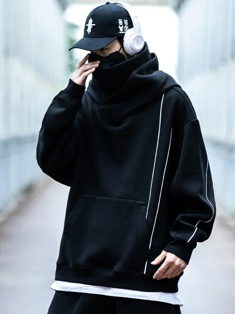 Herren Windjacke mit Rollkragen und Kapuze im Y2K Streetwear Stil