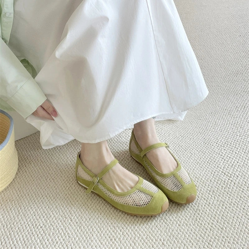 AIYUQI Damensandalen 2025, neue Mesh-atmungsaktive, rutschfeste Mary Jane-Damenschuhe, große flache Fischerschuhe für Damen