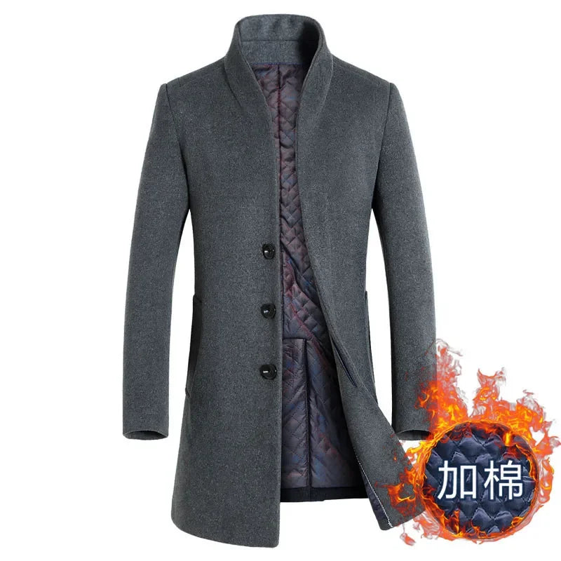 Herren Wollmantel in Unifarben – Winterliche Premiummode