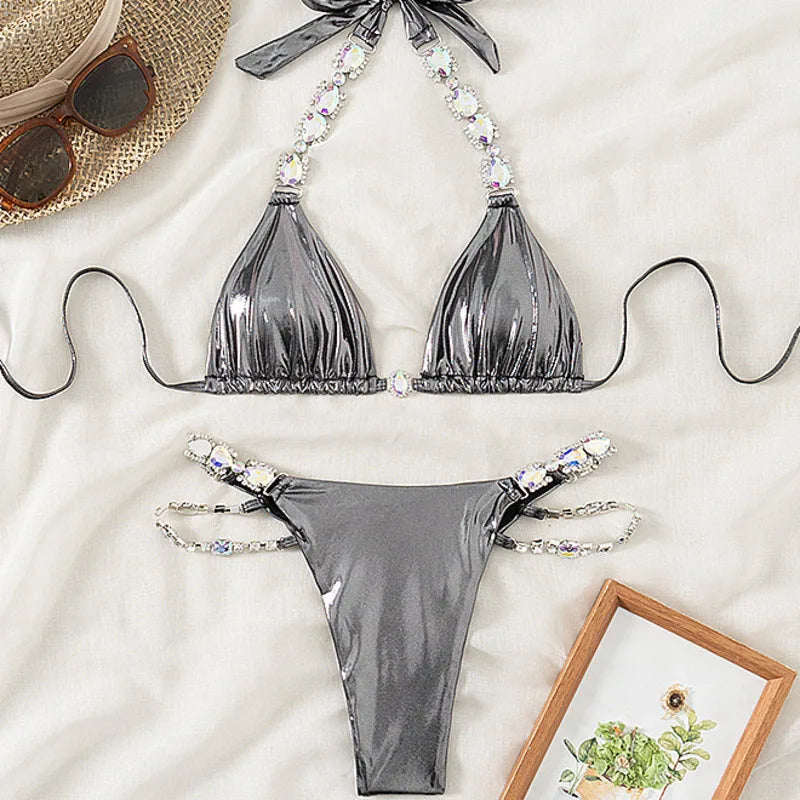 Sexy Bikini-Set in Pink mit Push-up für Damen – ideal für Strand und Pool