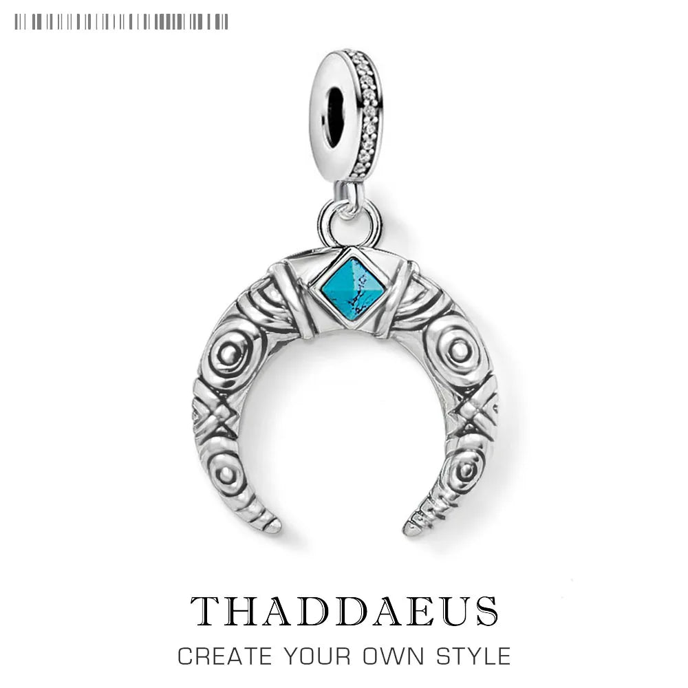 Damen-Charm blauer Zahn Vintage aus Sterlingsilber