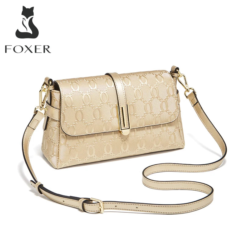 Damen Schultertasche Aus Spaltleder Mit Prägung Crossbody