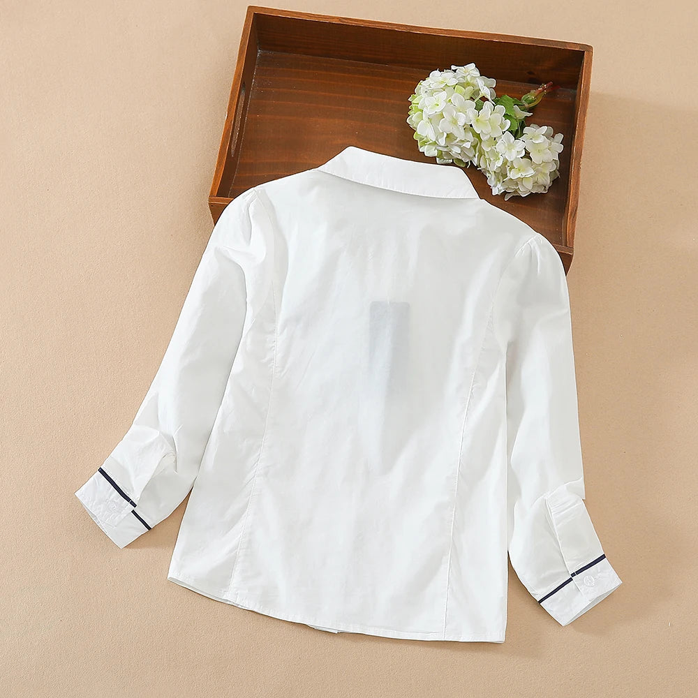 Mädchen Blusen Hemden Schuluniform für Kinder Frühling Herbst Langarm Hemden Teen Kinder Top Kleidung