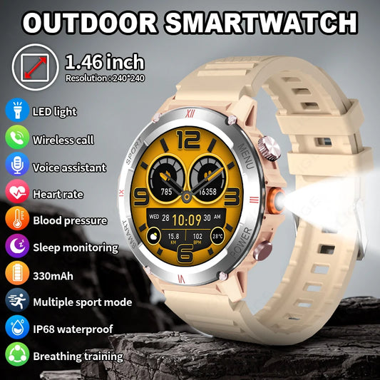 LIGE 2025 Neue männer Smartwatch Taschenlampe Herzfrequenz Blutdruck Gesundheit Überwachung Wasserdichte Intelligente Uhr Für Android IOS