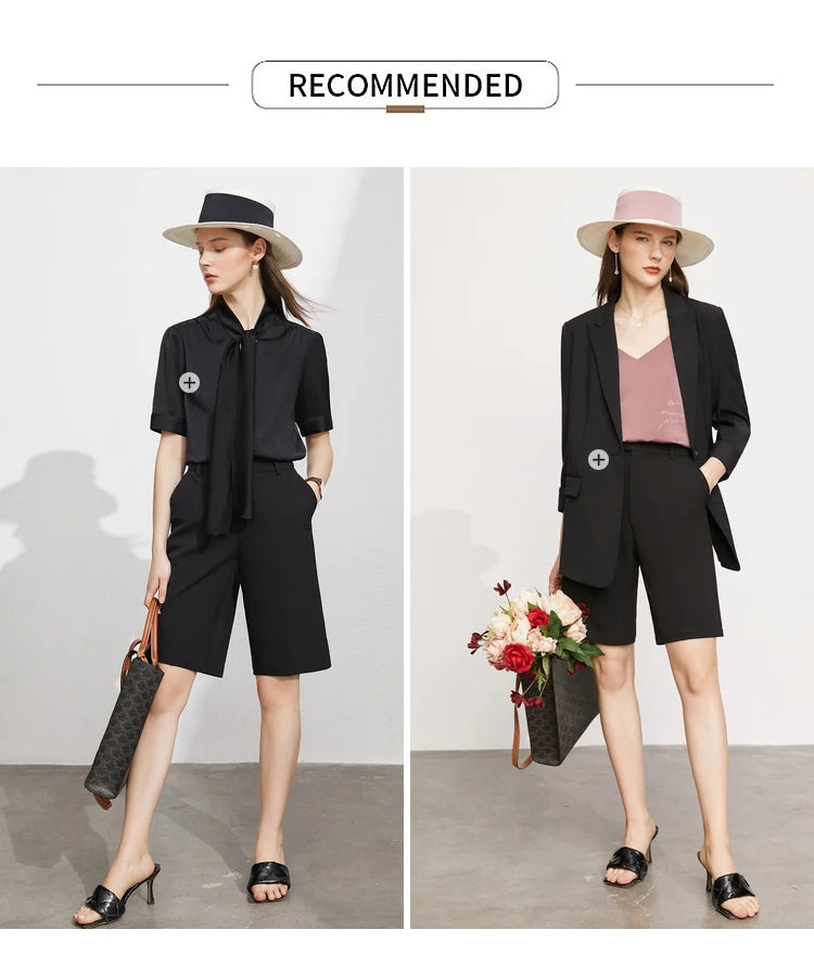 Damen Shorts im minimalistischen Stil mit hoher Taille für das Büro