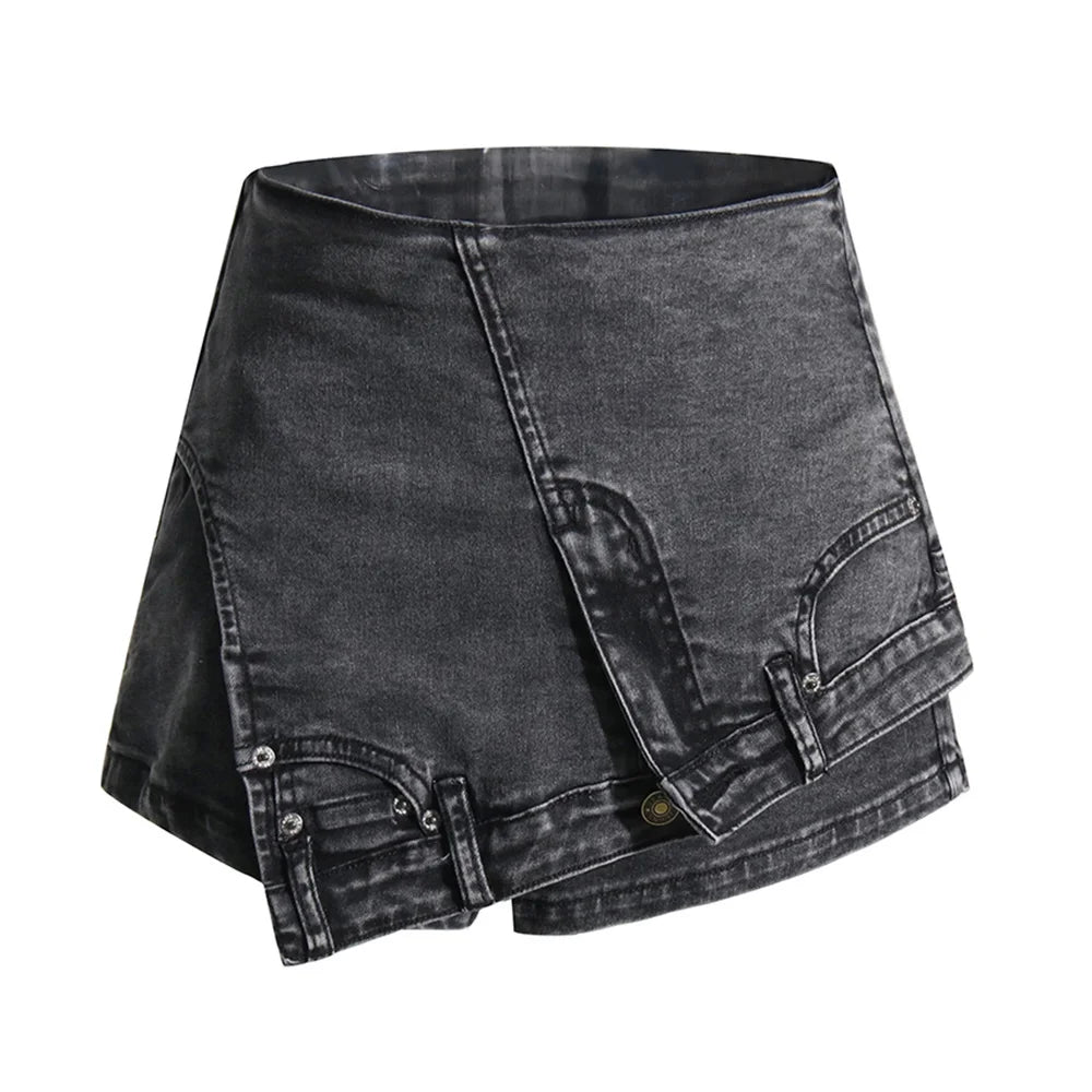 Colorblock-Leoparden-Jeans mit Hohldesign für Damen – High-Waist, gespleißte Taschen und weites Bein