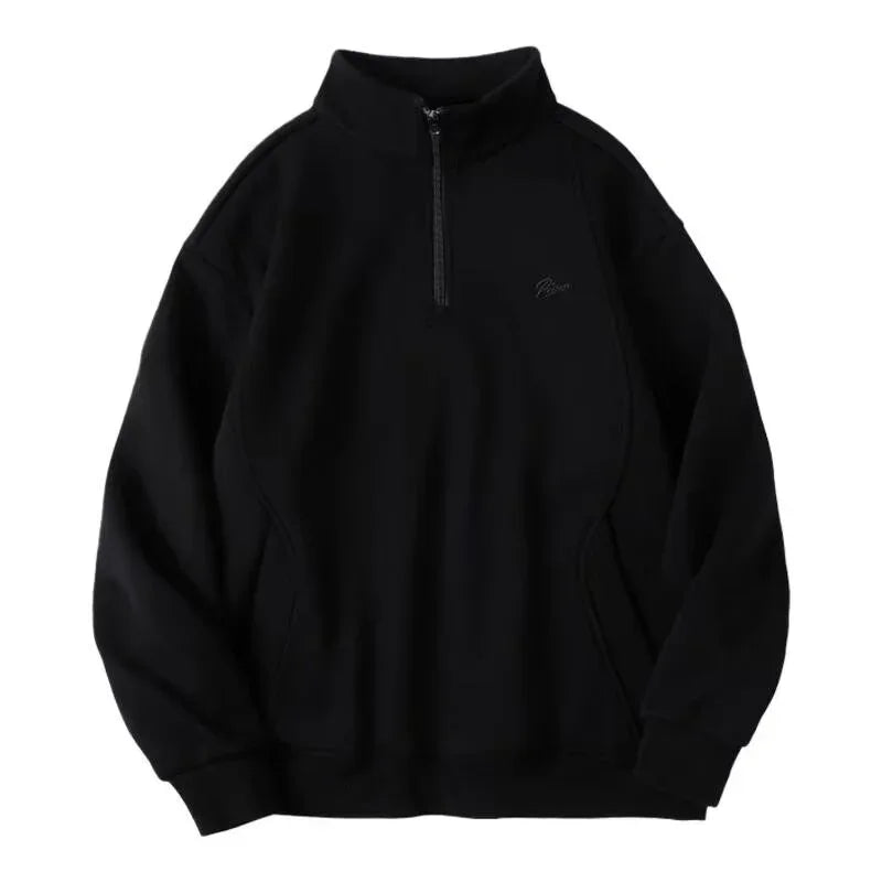Herren Sweatshirt im Y2K Vintage-Stil mit halb durchgehendem Reißverschluss