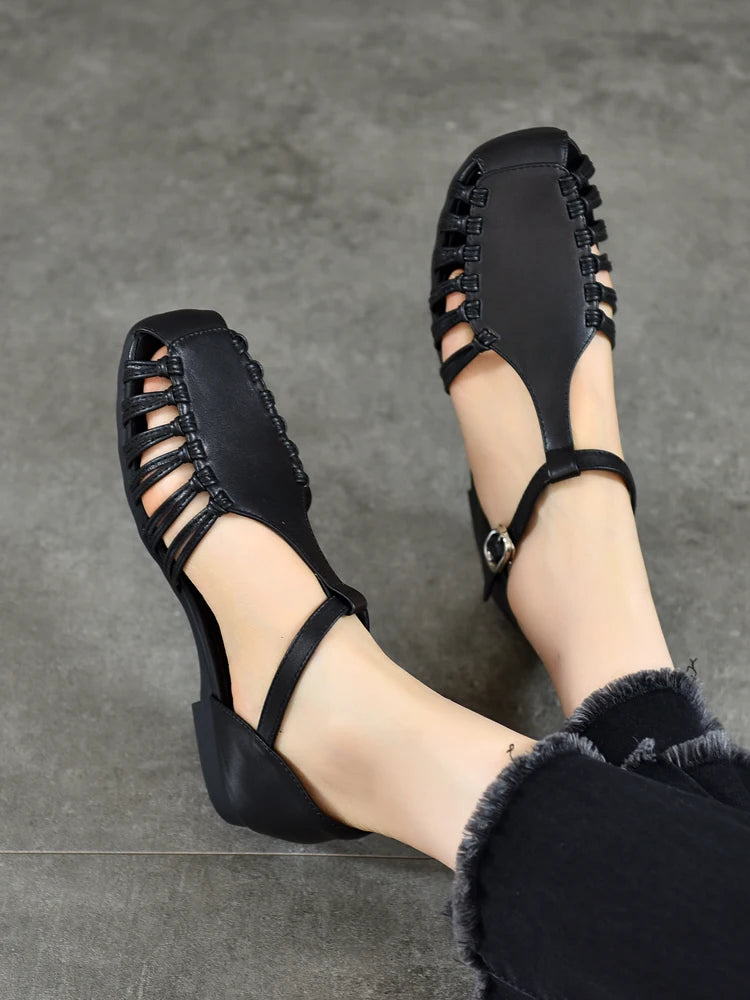 AIYUQI Damen-Sandalen, Sommer 2022, neue handgewebte römische Sandalen, weiblich, große Größe, rutschfeste Schweinekäfig-Schuhe für Damen