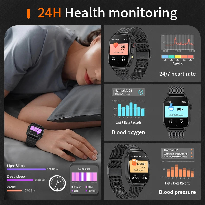 LIGE Neue Smartwatch für Herren, robust, Militär, Bluetooth, Anruf, Sport, Herzfrequenz, IP68, wasserdicht, Outdoor-Smartwatches mit Taschenlampe