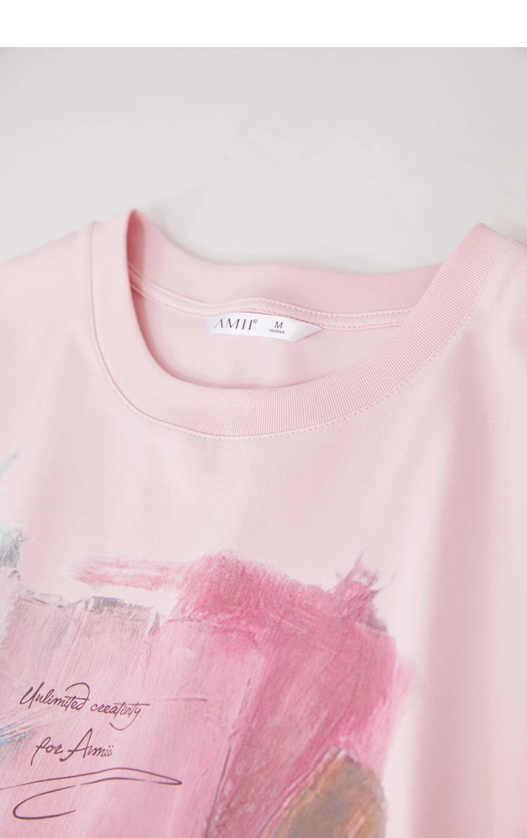 Damen T-Shirts im minimalistischen Stil mit abstraktem Druck für den Sommer