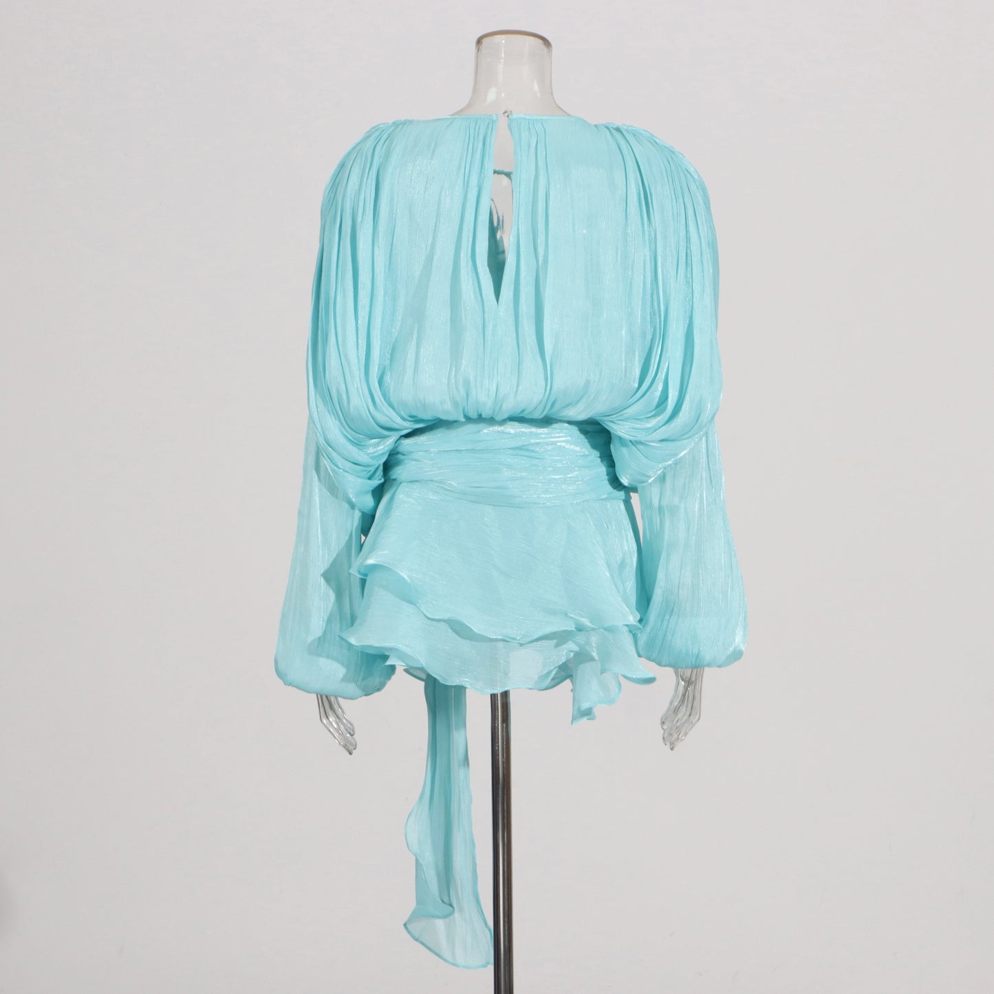 Elegantes Damen-Tunikakleid mit Rundhalsausschnitt, langen Ärmeln und Patchwork-Design