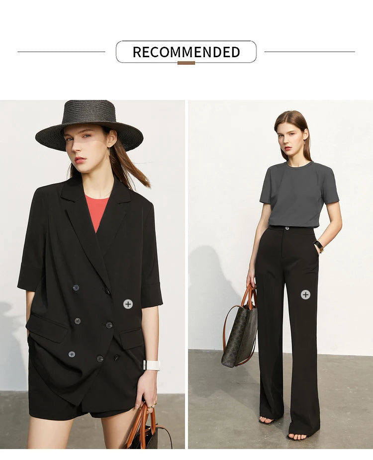 Damen T-Shirt im minimalistischen Stil mit lässigem O-Ausschnitt und kurzen Ärmeln