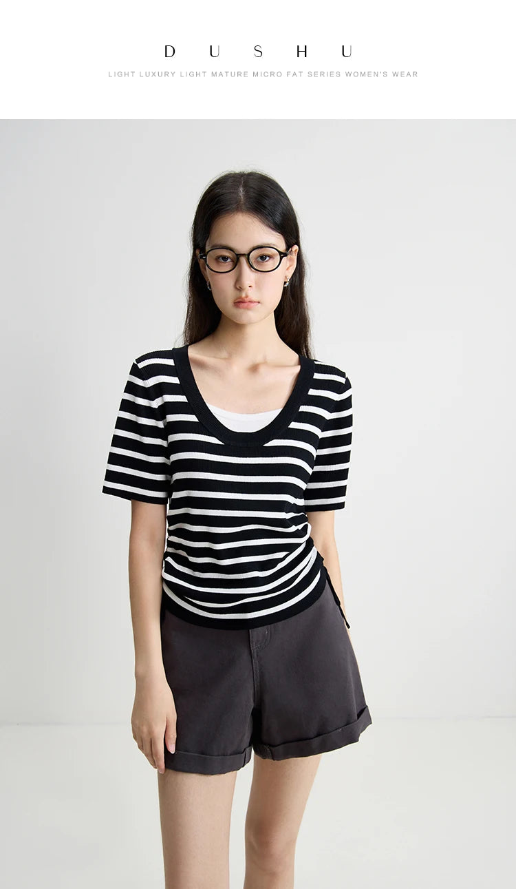 Langarmshirt für Damen in Übergröße mit französischem Pilzsaum und schlichter Textur – ideal für den Winter.