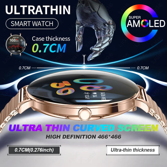 Damen Smartwatch mit 1,43 Zoll AMOLED Display und Herzfrequenzmonitor