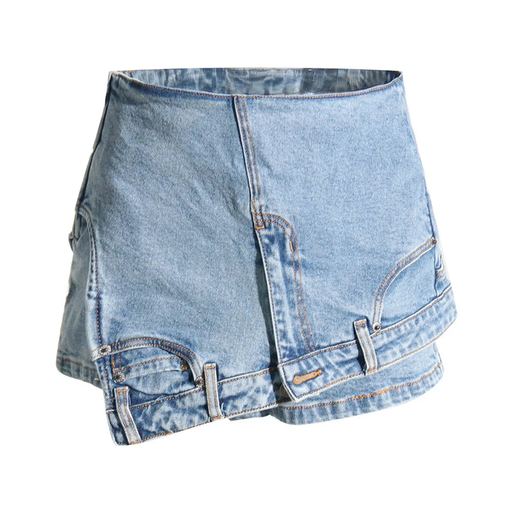 Colorblock-Leoparden-Jeans mit Hohldesign für Damen – High-Waist, gespleißte Taschen und weites Bein