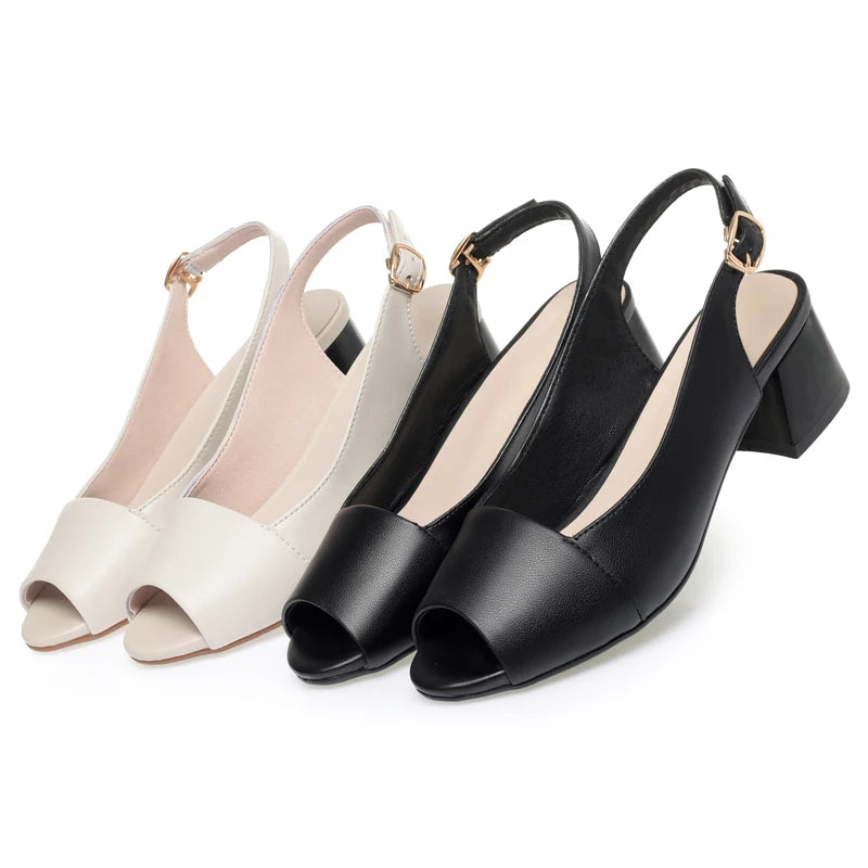 Damen Leder Sandalen Fischmaul Mode