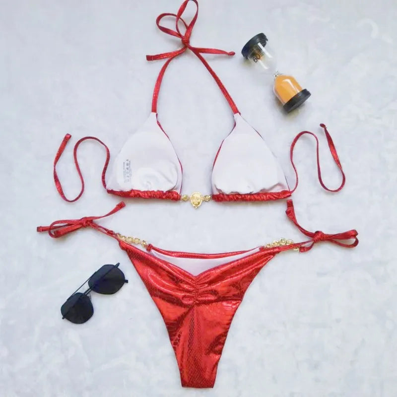 Dreiteiliger Damen-Bikini im brasilianischen Stil – ideal für Strand und Pool