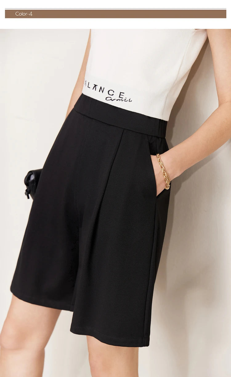 Damen Shorts im Minimalismus-Stil mit elastischer Taille für den Sommer