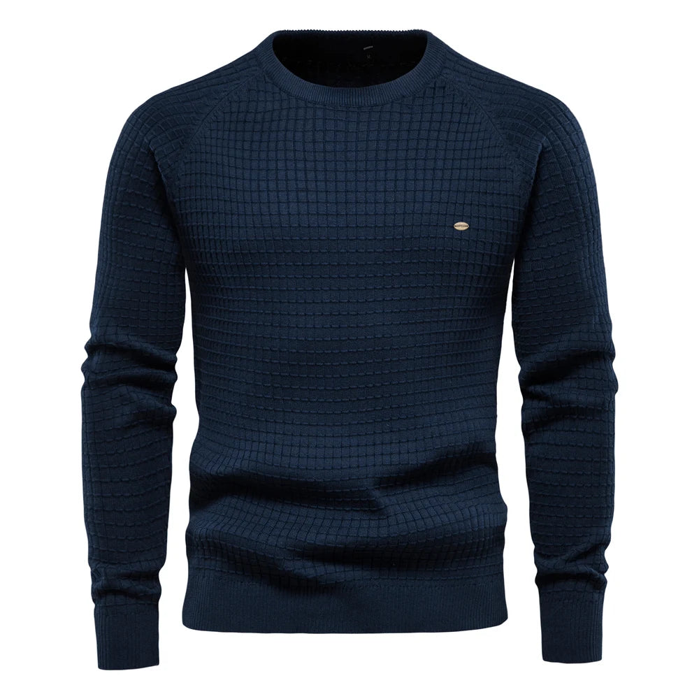 Männer Pullover aus 100 Prozent Baumwolle in solider Farbe für Herbst und Winter