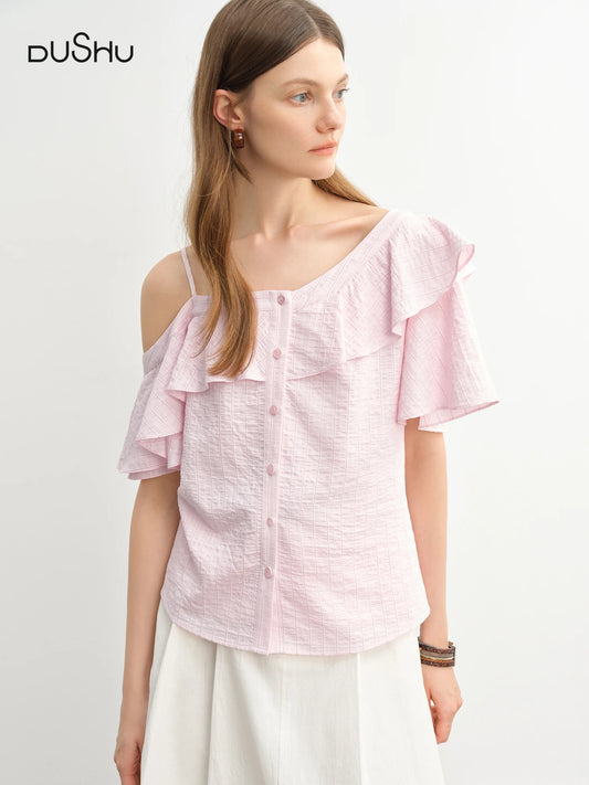 Kurzarm-Damenbluse im Workwear-Stil mit Kordelzug – ideal für den Sommer und den Büroalltag