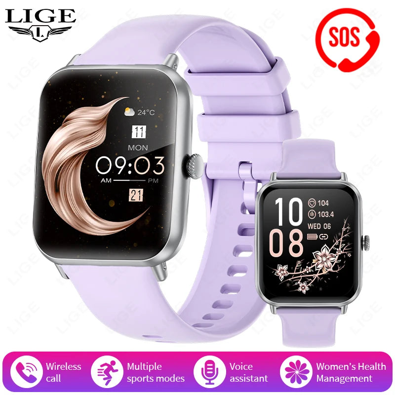 LIGE Bluetooth Anruf SOS Smart Uhr männer Sport Fitness Herz Rate Monitor IP68 Wasserdicht Neue Smartwatch Für Android IOS 2025