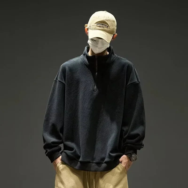 Herren Sweatshirt aus Polar Fleece im Y2K Vintage Stil mit Rollkragen